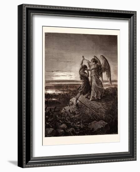 Jacob Wrestling with the Angel-Gustave Dore-Framed Giclee Print