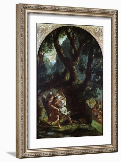 Jacob Wrestling with the Angel-Eugene Delacroix-Framed Giclee Print