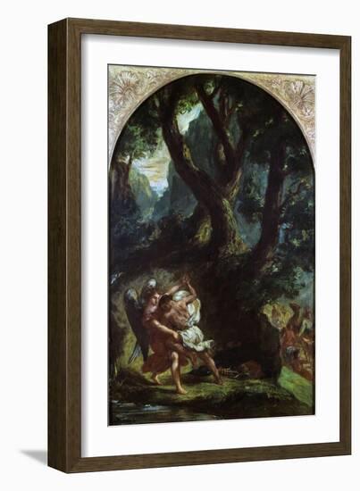 Jacob Wrestling with the Angel-Eugene Delacroix-Framed Giclee Print