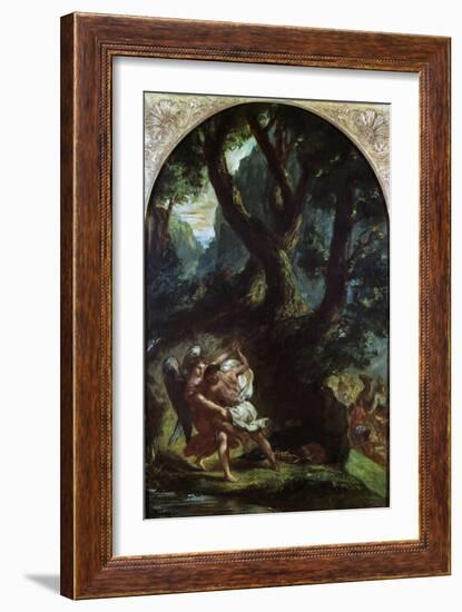 Jacob Wrestling with the Angel-Eugene Delacroix-Framed Giclee Print