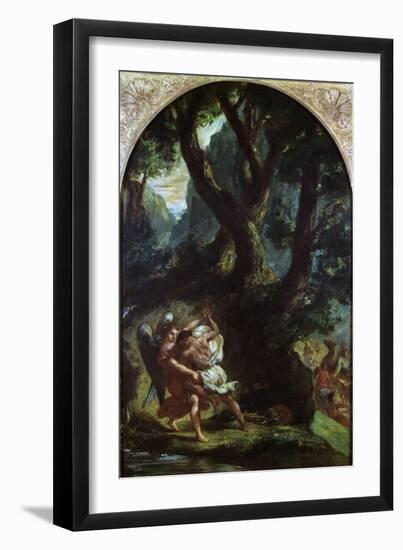 Jacob Wrestling with the Angel-Eugene Delacroix-Framed Giclee Print