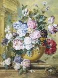 A Still Life of Roses, Delphiniums and Tulips-Jacobus Linthorst-Framed Photographic Print