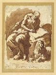 St. Jerome Seated on a Rock, Writing-Jacopo Negretti-Giclee Print