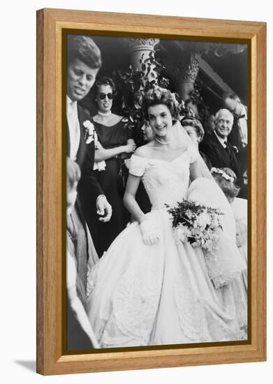 Jacqueline Bouvier Kennedy Emerging from St. Mary's Church on Her Wedding Day, September 12, 1953-null-Framed Stretched Canvas