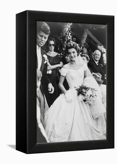 Jacqueline Bouvier Kennedy Emerging from St. Mary's Church on Her Wedding Day, September 12, 1953-null-Framed Stretched Canvas