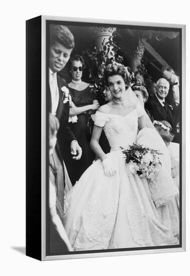 Jacqueline Bouvier Kennedy Emerging from St. Mary's Church on Her Wedding Day, September 12, 1953-null-Framed Stretched Canvas