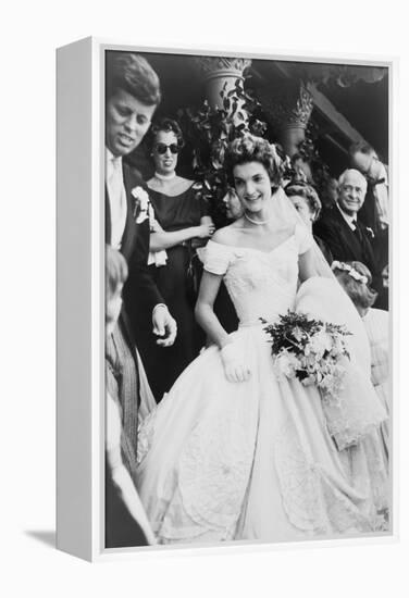 Jacqueline Bouvier Kennedy Emerging from St. Mary's Church on Her Wedding Day, September 12, 1953-null-Framed Stretched Canvas