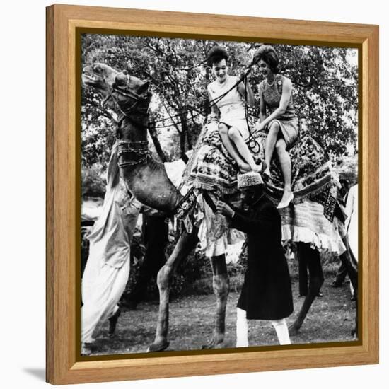 Jacqueline Kennedy and Her Sister, Princess Lee Radziwill Riding a Camel-null-Framed Stretched Canvas