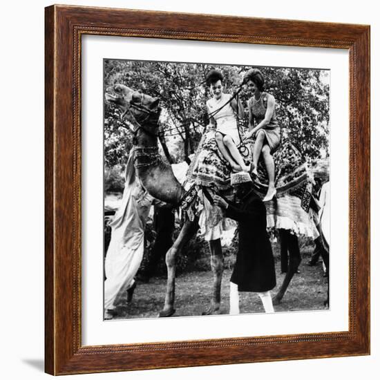 Jacqueline Kennedy and Her Sister, Princess Lee Radziwill Riding a Camel-null-Framed Photo