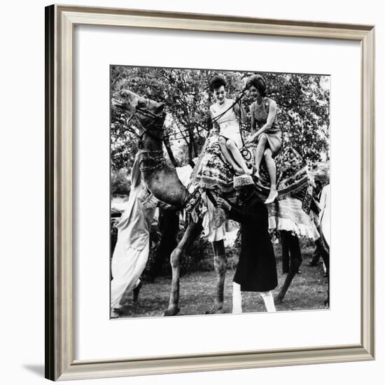 Jacqueline Kennedy and Her Sister, Princess Lee Radziwill Riding a Camel-null-Framed Photo