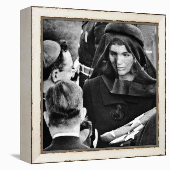 Jacqueline Kennedy at President John Kennedy's Funeral-null-Framed Stretched Canvas