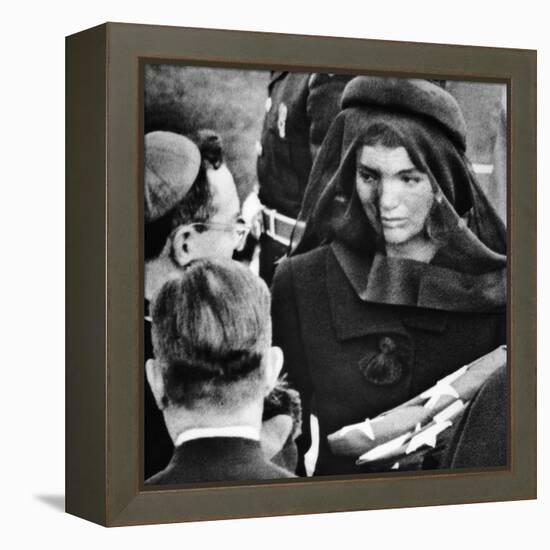 Jacqueline Kennedy at President John Kennedy's Funeral-null-Framed Stretched Canvas