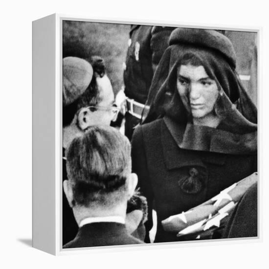 Jacqueline Kennedy at President John Kennedy's Funeral-null-Framed Stretched Canvas