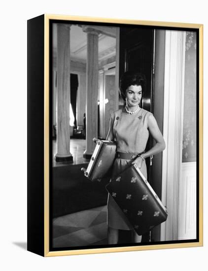 Jacqueline Kennedy in the Process of Redecorating the Blue Room of the White House-Ed Clark-Framed Premier Image Canvas