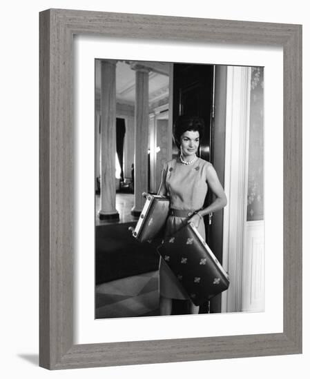 Jacqueline Kennedy in the Process of Redecorating the Blue Room of the White House-Ed Clark-Framed Photographic Print