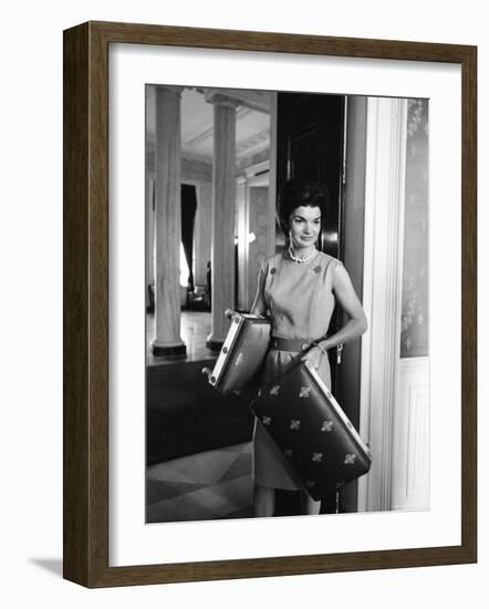 Jacqueline Kennedy in the Process of Redecorating the Blue Room of the White House-Ed Clark-Framed Photographic Print