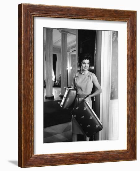 Jacqueline Kennedy in the Process of Redecorating the Blue Room of the White House-Ed Clark-Framed Photographic Print