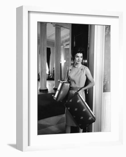 Jacqueline Kennedy in the Process of Redecorating the Blue Room of the White House-Ed Clark-Framed Photographic Print
