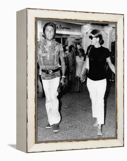 Jacqueline Kennedy Onassis and Fashion Designer Valentino in Capri, Italy, Aug 24, 1970-null-Framed Stretched Canvas