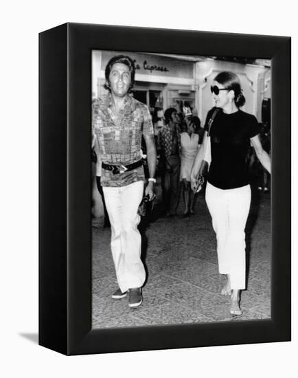 Jacqueline Kennedy Onassis and Fashion Designer Valentino in Capri, Italy, Aug 24, 1970-null-Framed Stretched Canvas