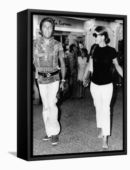 Jacqueline Kennedy Onassis and Fashion Designer Valentino in Capri, Italy, Aug 24, 1970-null-Framed Stretched Canvas