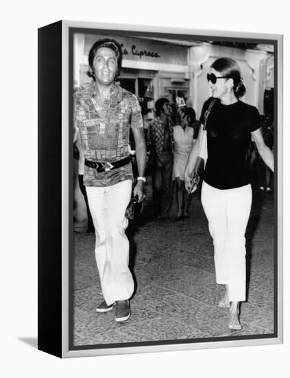 Jacqueline Kennedy Onassis and Fashion Designer Valentino in Capri, Italy, Aug 24, 1970-null-Framed Stretched Canvas