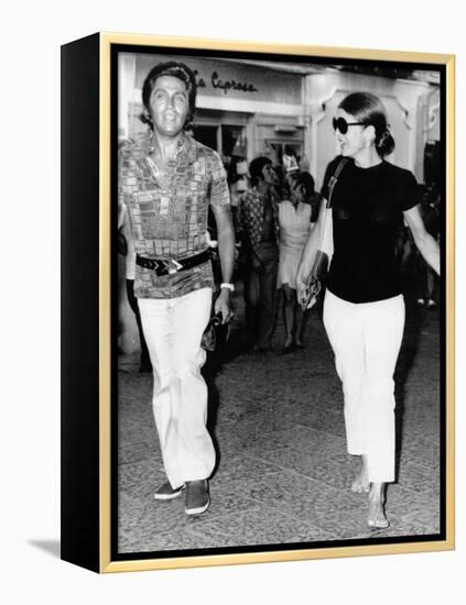 Jacqueline Kennedy Onassis and Fashion Designer Valentino in Capri, Italy, Aug 24, 1970-null-Framed Stretched Canvas