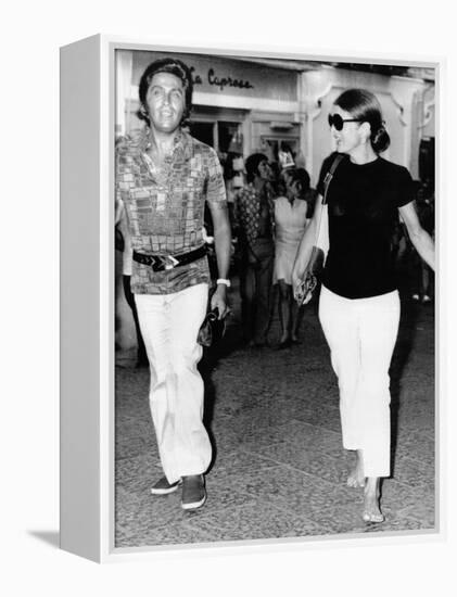 Jacqueline Kennedy Onassis and Fashion Designer Valentino in Capri, Italy, Aug 24, 1970-null-Framed Stretched Canvas