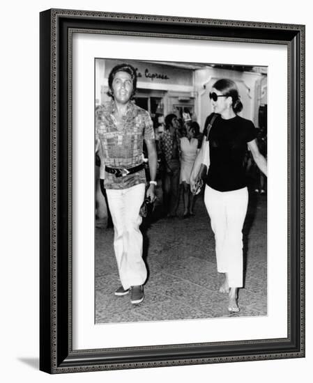 Jacqueline Kennedy Onassis and Fashion Designer Valentino in Capri, Italy, Aug 24, 1970-null-Framed Photo