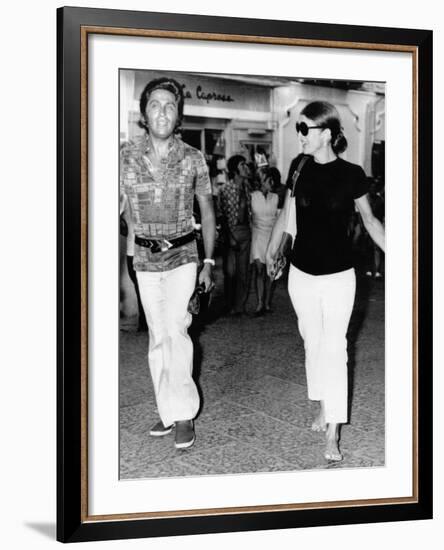 Jacqueline Kennedy Onassis and Fashion Designer Valentino in Capri, Italy, Aug 24, 1970-null-Framed Photo