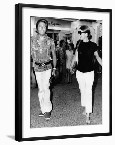 Jacqueline Kennedy Onassis and Fashion Designer Valentino in Capri, Italy, Aug 24, 1970-null-Framed Photo