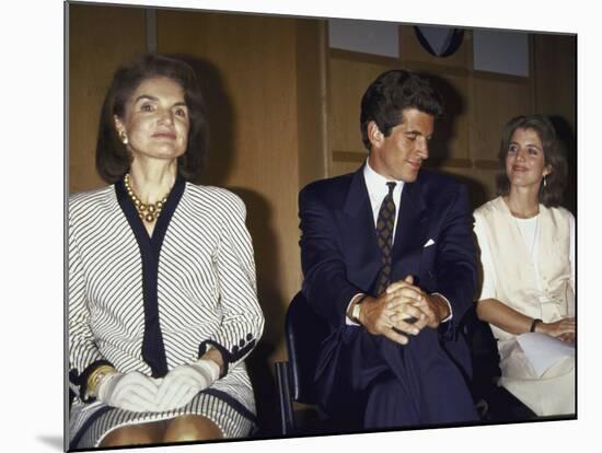 Jacqueline Kennedy Onassis and Her Children John F. Kennedy Jr. and Caroline Kennedy Schlossberg-null-Mounted Premium Photographic Print