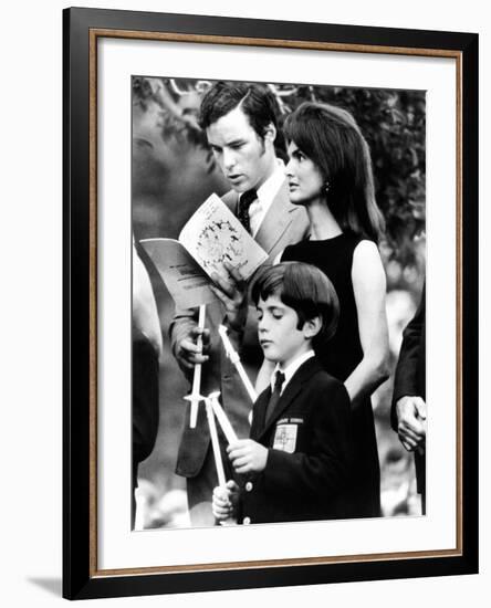 Jacqueline Kennedy Onassis and Son John Kennedy Jr Attend Memorial Mass-null-Framed Photo