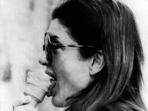 Jacqueline Kennedy Onassis Licks Ice Cream Cone While Shopping in Portofino, Italy, Jun 14, 1971
