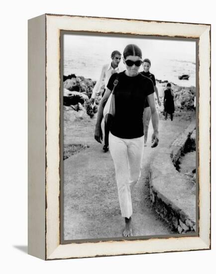 Jacqueline Kennedy Onassis on Vacation in Capri, Italy-null-Framed Stretched Canvas