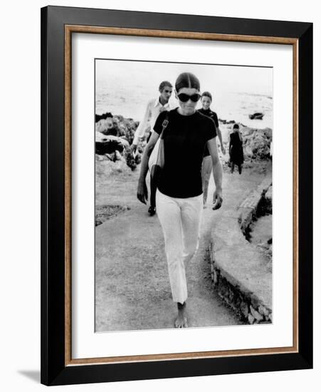 Jacqueline Kennedy Onassis on Vacation in Capri, Italy-null-Framed Photo