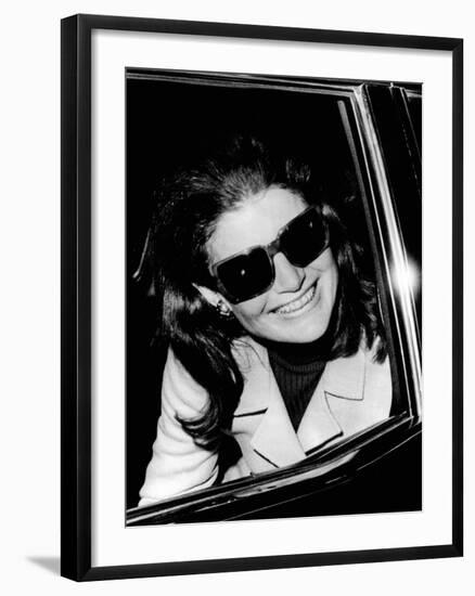 Jacqueline Kennedy Onassis Talks with Newsman, Logan International Airport, Apr 26, 1970-null-Framed Photo