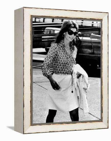 Jacqueline Kennedy Onassis Walks Through Rome's Leonardo Da Vinci Airport-null-Framed Stretched Canvas