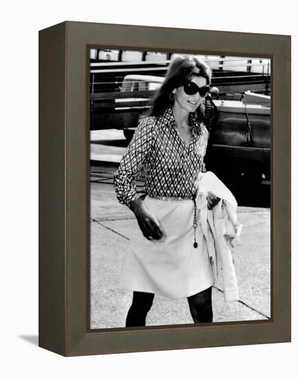 Jacqueline Kennedy Onassis Walks Through Rome's Leonardo Da Vinci Airport-null-Framed Stretched Canvas