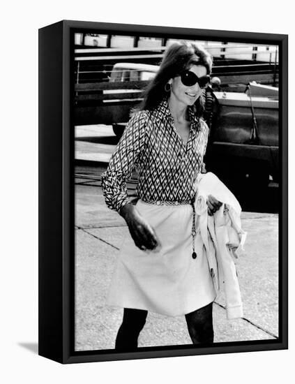 Jacqueline Kennedy Onassis Walks Through Rome's Leonardo Da Vinci Airport-null-Framed Stretched Canvas