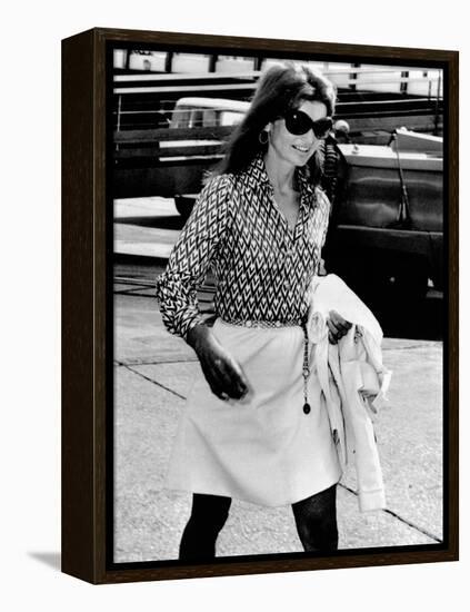 Jacqueline Kennedy Onassis Walks Through Rome's Leonardo Da Vinci Airport-null-Framed Stretched Canvas
