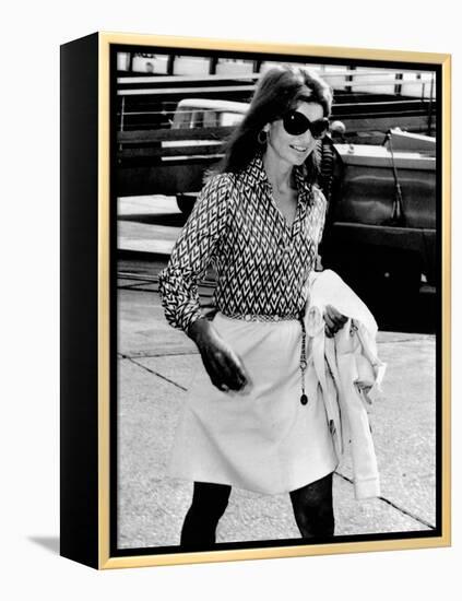 Jacqueline Kennedy Onassis Walks Through Rome's Leonardo Da Vinci Airport-null-Framed Stretched Canvas