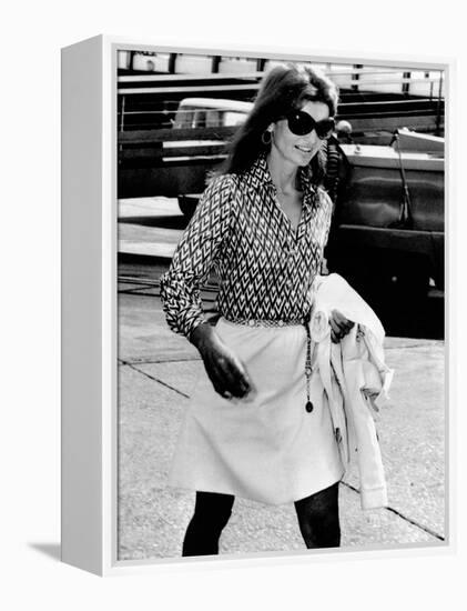 Jacqueline Kennedy Onassis Walks Through Rome's Leonardo Da Vinci Airport-null-Framed Stretched Canvas