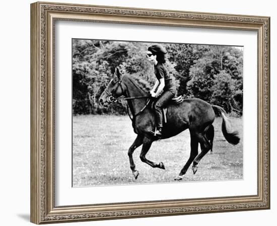 Jacqueline Kennedy, Riding a Horse in Waterford, Ireland, Jun 16, 1967-null-Framed Photo