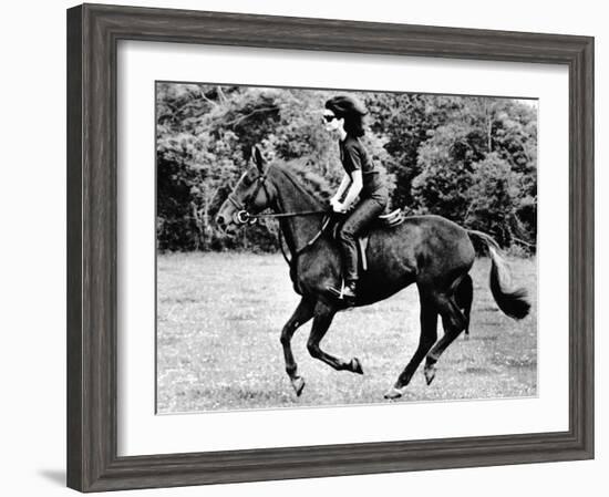 Jacqueline Kennedy, Riding a Horse in Waterford, Ireland, Jun 16, 1967-null-Framed Photo