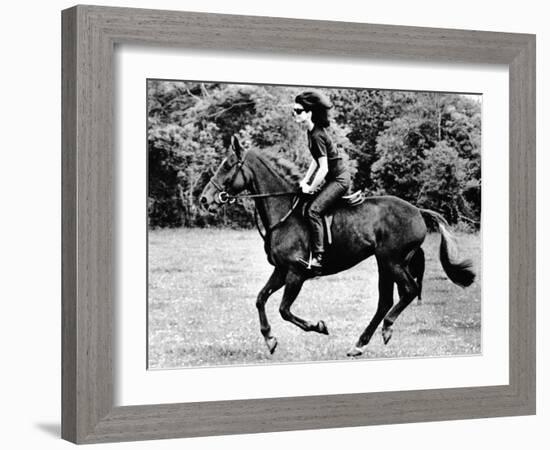 Jacqueline Kennedy, Riding a Horse in Waterford, Ireland, Jun 16, 1967-null-Framed Photo