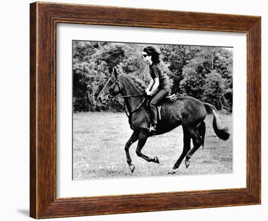 Jacqueline Kennedy, Riding a Horse in Waterford, Ireland, Jun 16, 1967-null-Framed Photo