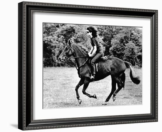 Jacqueline Kennedy, Riding a Horse in Waterford, Ireland, Jun 16, 1967-null-Framed Photo