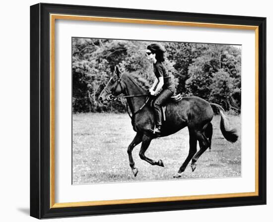 Jacqueline Kennedy, Riding a Horse in Waterford, Ireland, Jun 16, 1967-null-Framed Photo