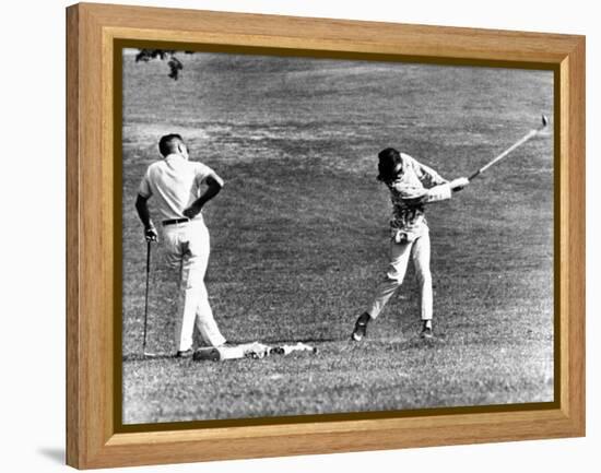 Jacqueline Kennedy Taking Lesson from Golf Pro Henry Lidner at Newport Country Club, Sept 13, 1962-null-Framed Stretched Canvas